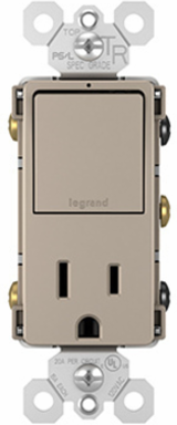 radiant® Single Pole/3-Way Switch with 15A Tamper-Resistant Outlet, Nickel