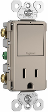 radiant® Single Pole/3-Way Switch with 15A Tamper-Resistant Outlet, Nickel