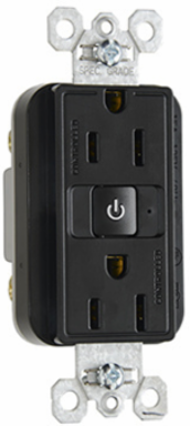 15A 125V Black RF Dual-Control Receptacle - 1.25 Inch Depth, 2.68 Inch Height