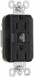 15A 125V Black RF Dual-Control Receptacle - 1.25 Inch Depth, 2.68 Inch Height