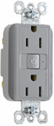 15A 125V RF Dual-Control Receptacle, Grey, 1.25 Inch Depth, 2.68 Inch Height, 1.73 Inch Width