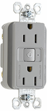15A 125V Plug Load RF Half-Control Receptacle, 1.73 Inch Width, Grey
