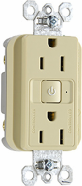 15A 125V Ivory Plug Load RF Half-Control Receptacle, 1.73 Inch Width