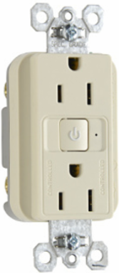 15A 125V Light Almond Plug Load RF Half-Control Receptacle, 1.73 Inch Width