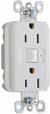 15A 125V RF Half-Control Spec Receptacle White, 1.25 Inch Depth, 1.73 Inch Width, 2.68 Inch Height
