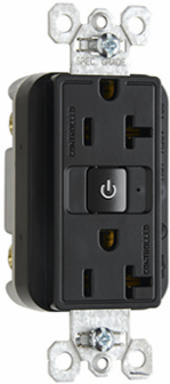 20A 125V Dual-Control Duplex Receptacle, Black, 2.68 Inch Height, 1.73 Inch Width