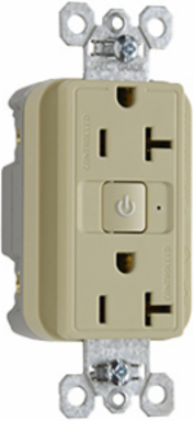 20A 125V Dual-Control Duplex Receptacle, Ivory, 1.73 Inch Width, 2.68 Inch Height