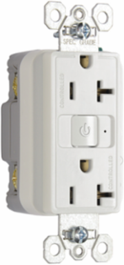 20A 125V Wireless RF Dual-Control Duplex Receptacle, 2.68 Inch Height, White