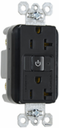 20A 125V Wireless Plug Load RF Half-Control Receptacle, Black, 1.25 Inch Depth