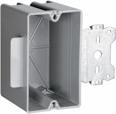 Wood and Steel Stud Bracket Box, Single Gang, 3/8 Inch Offset, Quick/Click