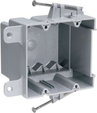 Double Gang Switch and Outlet Box, Impact-Resistant Thermoplastic, 50 Pack