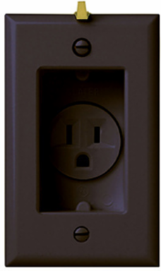 15A 125V Tamper-Resistant Clock Hanger Single Receptacle, Black, 2.74 Inch Width