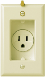 15A 125V Tamper-Resistant Recessed Single Receptacle, Ivory, 4-1/2 Inch Height