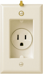 15A 125V Tamper-Resistant Recessed Single Receptacle, 1.88 Inch Depth, Light Almond