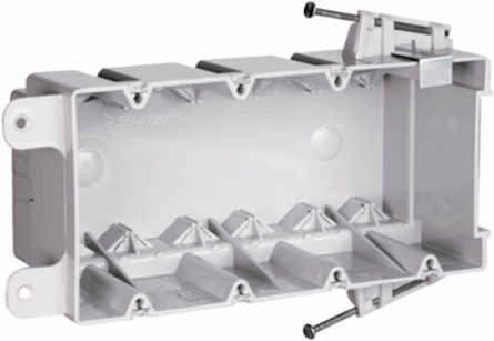 Four Gang Switch and Outlet Box, Gray, Durable Thermoplastic, UL Listed