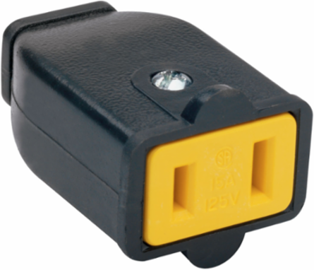 Polarized Plug and Connector, 15 A, 125 V, Black