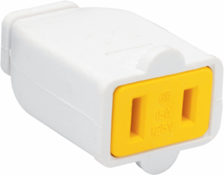 Double-Pole Straight Blade Connector, 15 A, 125 V, White