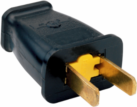 Double-Pole Black Plug and Connector, 15A 125V, UL Listed