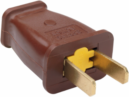 Double-Pole Straight Blade Plug, 15 Amp 125 Volt, Brown