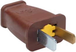 Double-Pole Straight Blade Plug, 15 A, 125 V, Brown