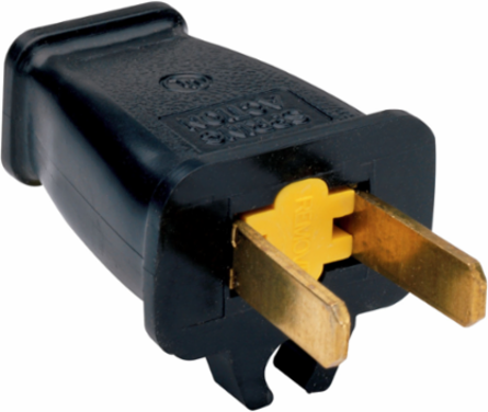 Plug and Connector, 15A 125V, Black, UL Listed