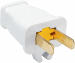 Double-Pole 15A 125V Plug with Cord Clip, White