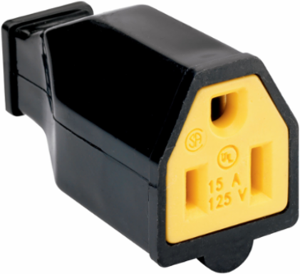 15A 125V Double-Pole Tamper-Resistant Plug and Connector, Black