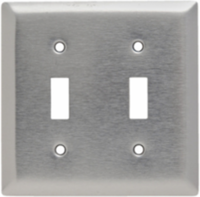 2-Gang Stainless Steel Wall Plate, 4.56 Inch x 4.5 Inch, Brushed Finish