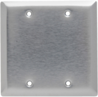 2-Gang Blank Wall Plate, 4.56 Inch Width, 4.5 Inch Height, Stainless Steel