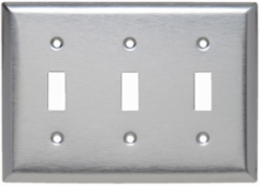 3-Gang Stainless Steel Wall Plate, 6-3/8 Inch Width, 4-1/2 Inch Height