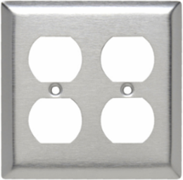 2-Gang Stainless Steel Wall Plate, 4.56 Inch Width, 4.5 Inch Height