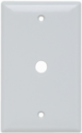 Single-Gang Thermoset Wall Plate 0.625 Inch Round Opening White