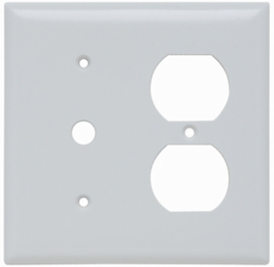 2-Gang Thermoset Wall Plate, 4 Telephone, 1 Duplex Receptacle, 4.56 Inch x 4.5 Inch