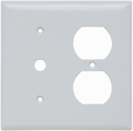 2-Gang Thermoset Wall Plate, 4 Telephone, 1 Duplex Receptacle, 4.56 Inch x 4.5 Inch