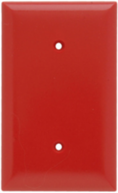 1-Gang Blank Wall Plate, Strap Mounted, Red, 4.5 Inch Height