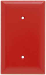 1-Gang Blank Wall Plate, Strap Mounted, Red, 4.5 Inch Height