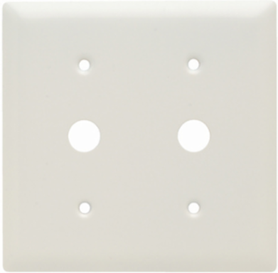2-Gang Thermoset Wall Plate, Two 0.625 Inch Round Openings, White, 4.56 Inch Width