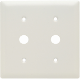 2-Gang Thermoset Wall Plate, Two 0.625 Inch Round Openings, White, 4.56 Inch Width