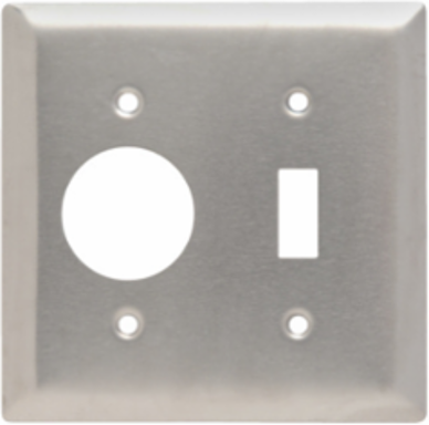 2-Gang Stainless Steel Wall Plate, 4.56 Inch x 4.5 Inch, 1 Toggle, 1 Receptacle