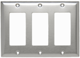 3-Gang Stainless Steel Wall Plate, 6.375 Inch Width, 4.5 Inch Height