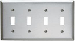 4-Gang Wall Plate, 302/304 Stainless Steel, 4.5 Inch Height, 8.125 Inch Width