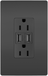 USB Chargers with Duplex 15A Tamper-Resistant Outlets, Black TM826USBBK