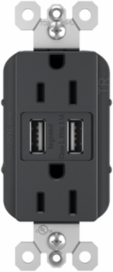 radiant® 3.1A USB Outlet, Type A, 15A, Tamper-Resistant, Graphite