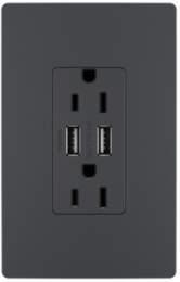 radiant® 3.1A USB Outlet, Type A, 15A, Tamper-Resistant, Graphite