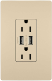 radiant® 3.1A USB Outlet, Type A, 15A, Tamper-Resistant, Ivory