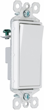 Decorator Momentary Contact Switch, White, 15A, 120/277V, 1-Pole