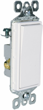 3-Way Decorator Switch 15A 120/277V Grounding, White, 1.43 Inch Width, 4.19 Inch Height