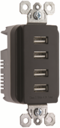 Quad USB Charger, 4 Ports, 4.2A, Slim 1.33 Inch Depth, Black
