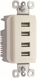 Quad USB Charger 4.2A, Light Almond, Slim 1.33" Depth