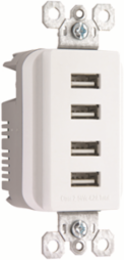 Quad USB Charger 4 Ports, 4.2A Total Capacity, Slim 1.3 Inch Depth